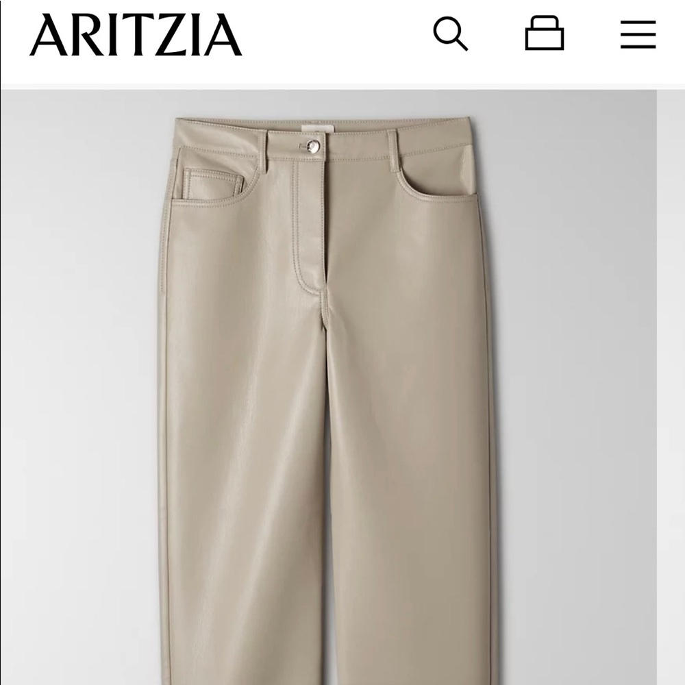 Aritizia Melina Pant short vegan leather . Light taupe. Size 0.